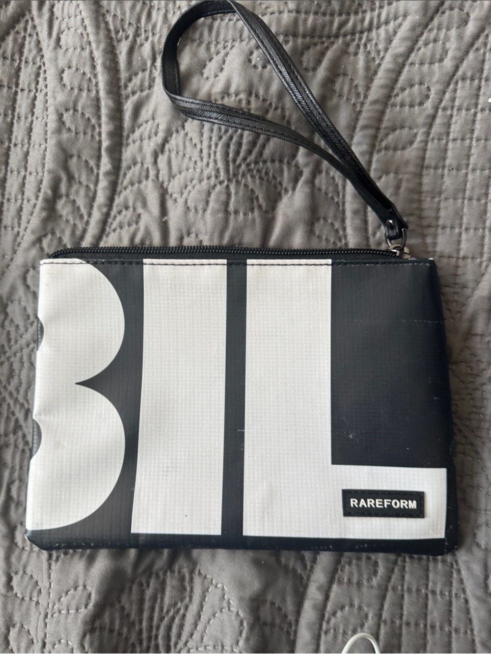 Rareform Black & White Wristlet Pouch with Strap